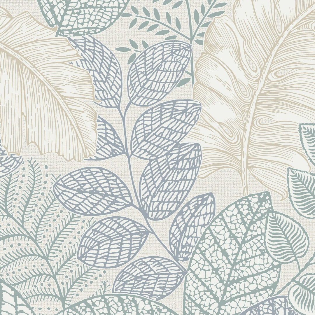 122421-Graham & Brown-Superfresco - Scattered Leaves Duck Egg Wallpaper-Decor Warehouse