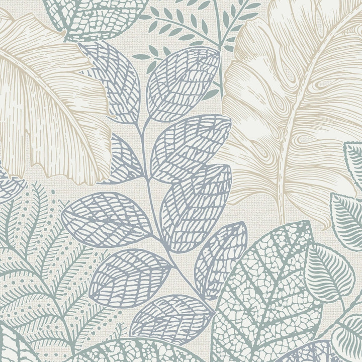 122421-Graham & Brown-Superfresco - Scattered Leaves Duck Egg Wallpaper-Decor Warehouse
