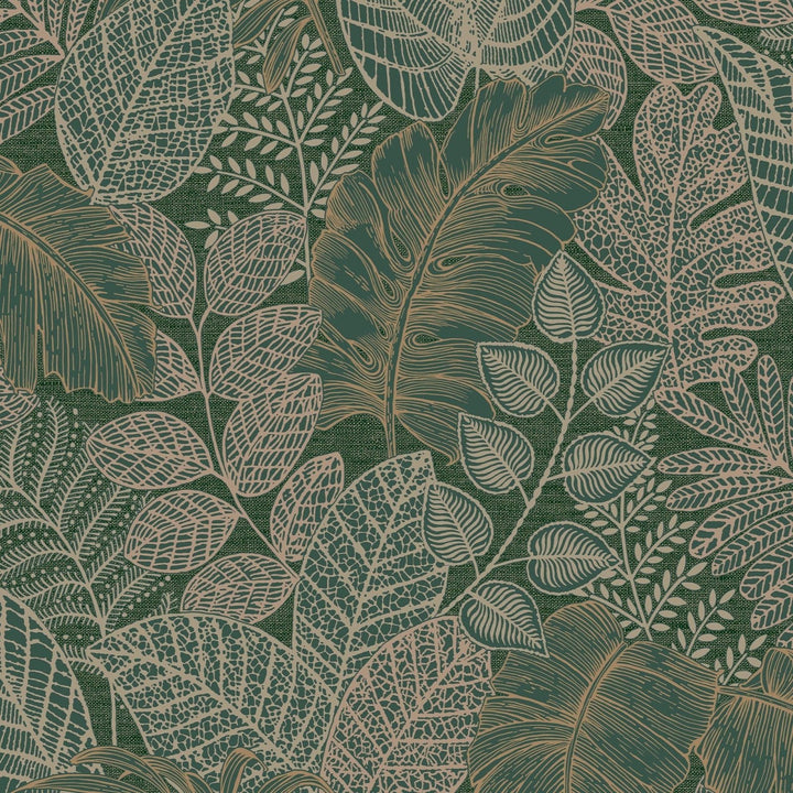 122423-Graham & Brown-Superfresco - Scattered Leaves Forest Green Wallpaper-Decor Warehouse