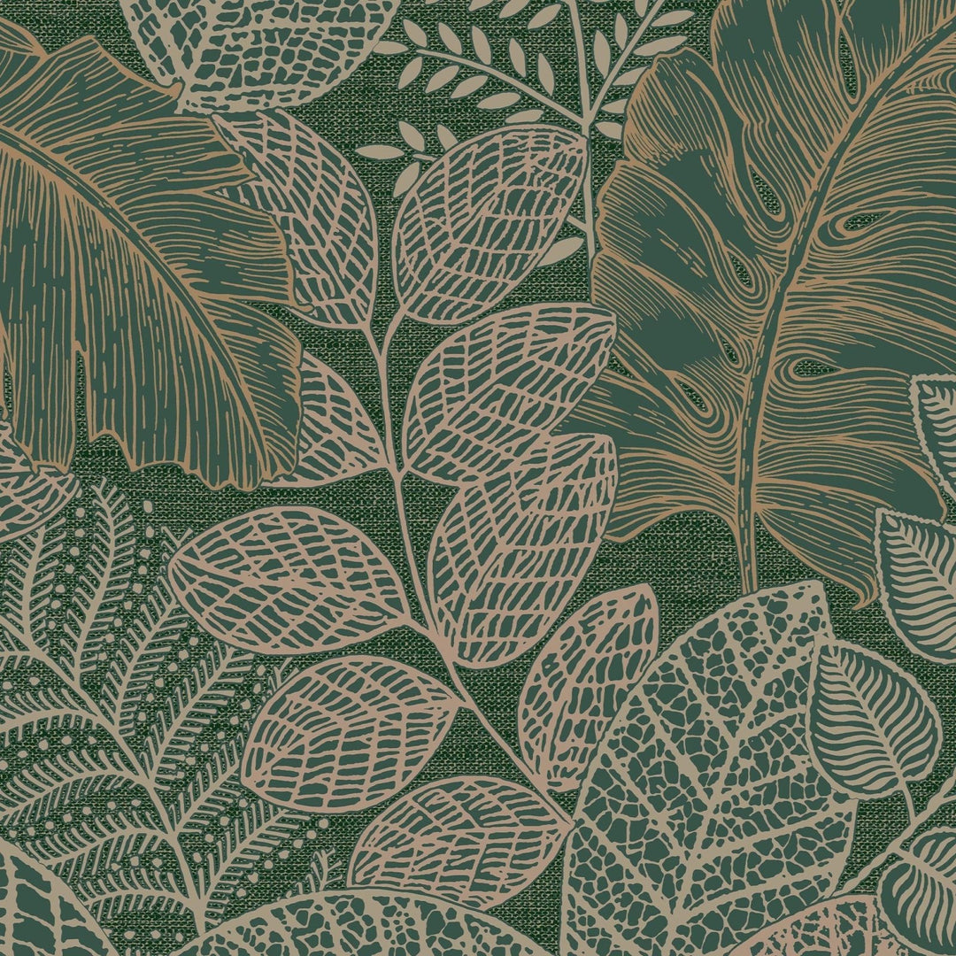 122423-Graham & Brown-Superfresco - Scattered Leaves Forest Green Wallpaper-Decor Warehouse