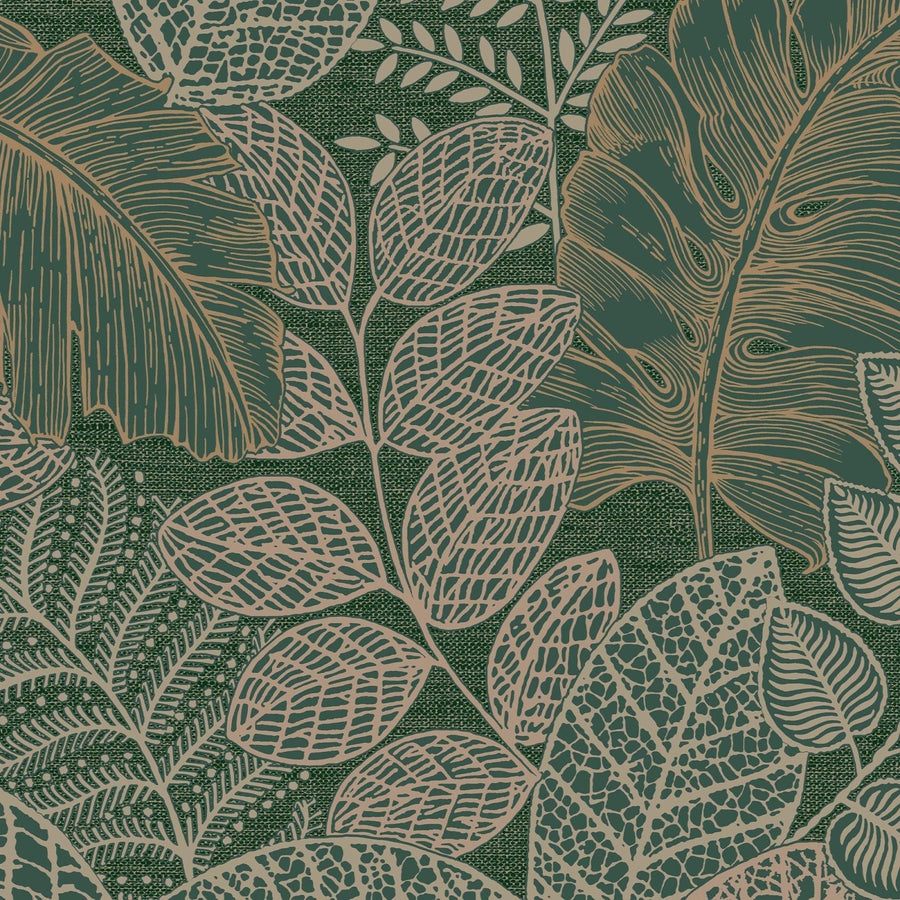 122423-Graham & Brown-Superfresco - Scattered Leaves Forest Green Wallpaper-Decor Warehouse