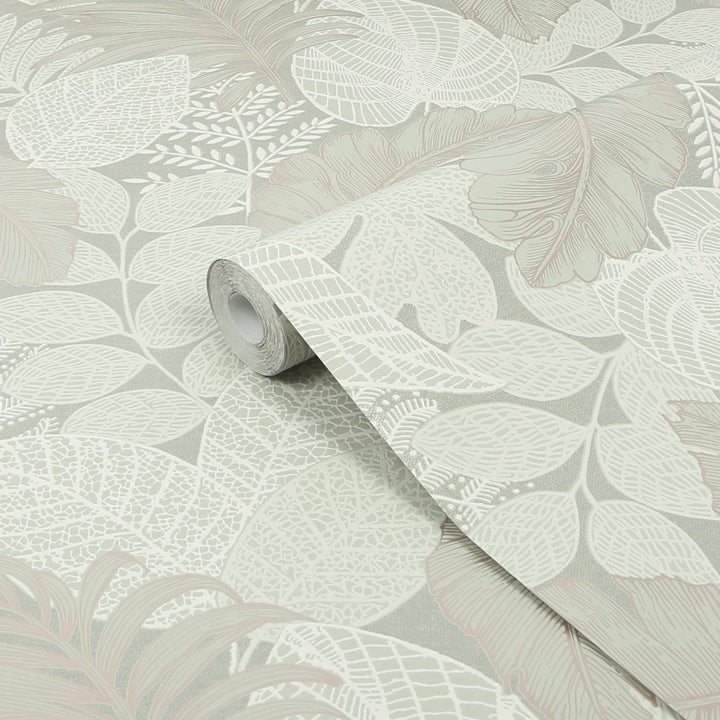 122424-Graham & Brown-Superfresco Easy - Scattered Leaves Sage Green Wallpaper-Decor Warehouse
