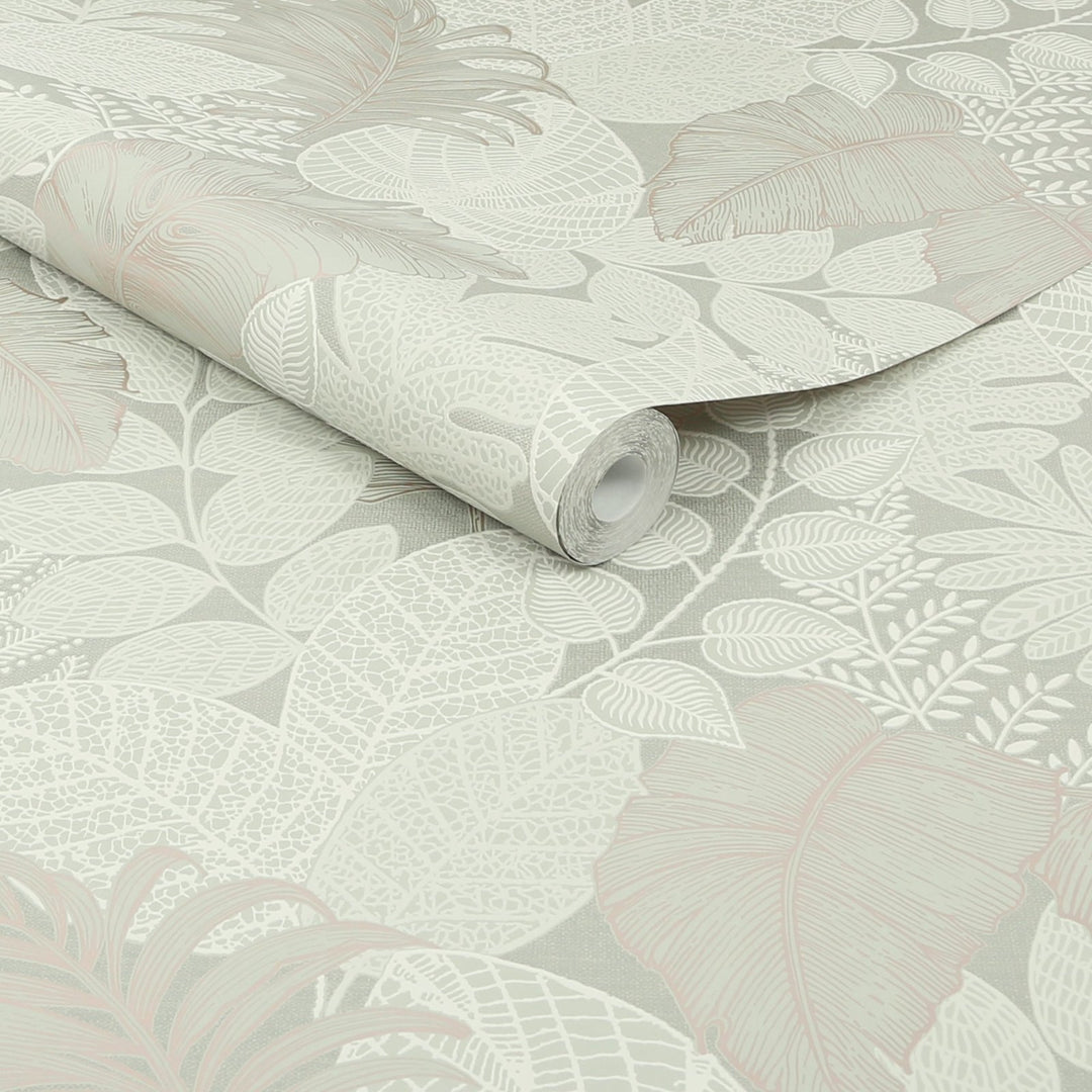 122424-Graham & Brown-Superfresco Easy - Scattered Leaves Sage Green Wallpaper-Decor Warehouse