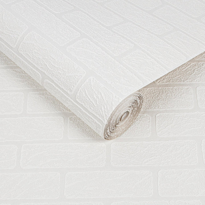 93744-Graham & Brown-Superfresco - White Brick Paintable Wallpaper-Decor Warehouse