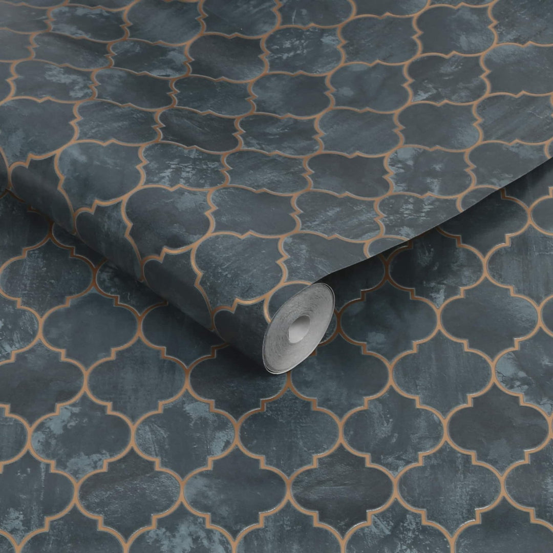 - Tegula Teal Copper Contour Wallpaper - 112643 - Decor Warehouse