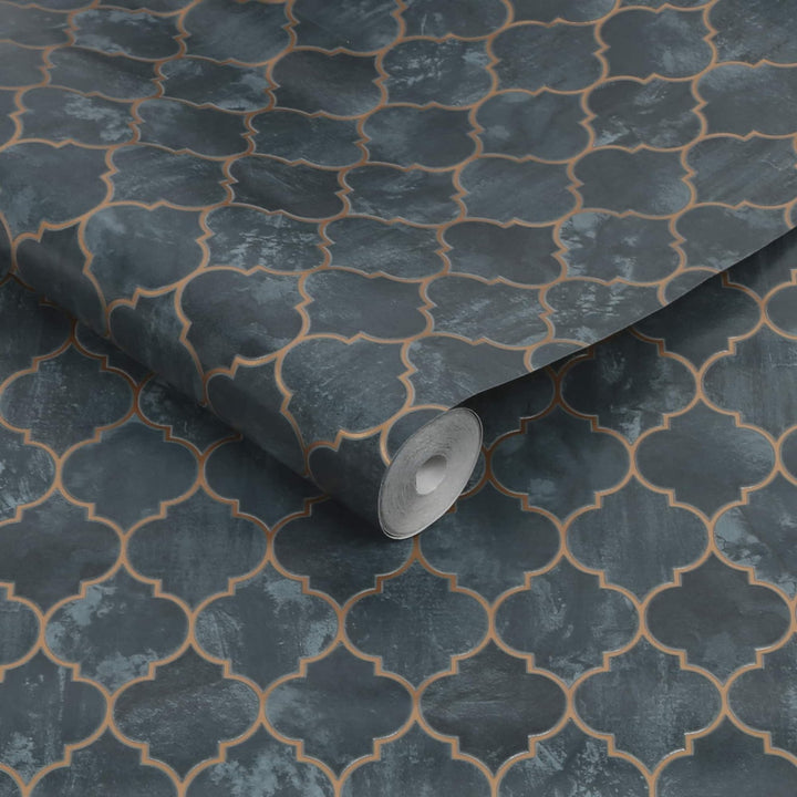 - Tegula Teal Copper Contour Wallpaper - 112643 - Decor Warehouse
