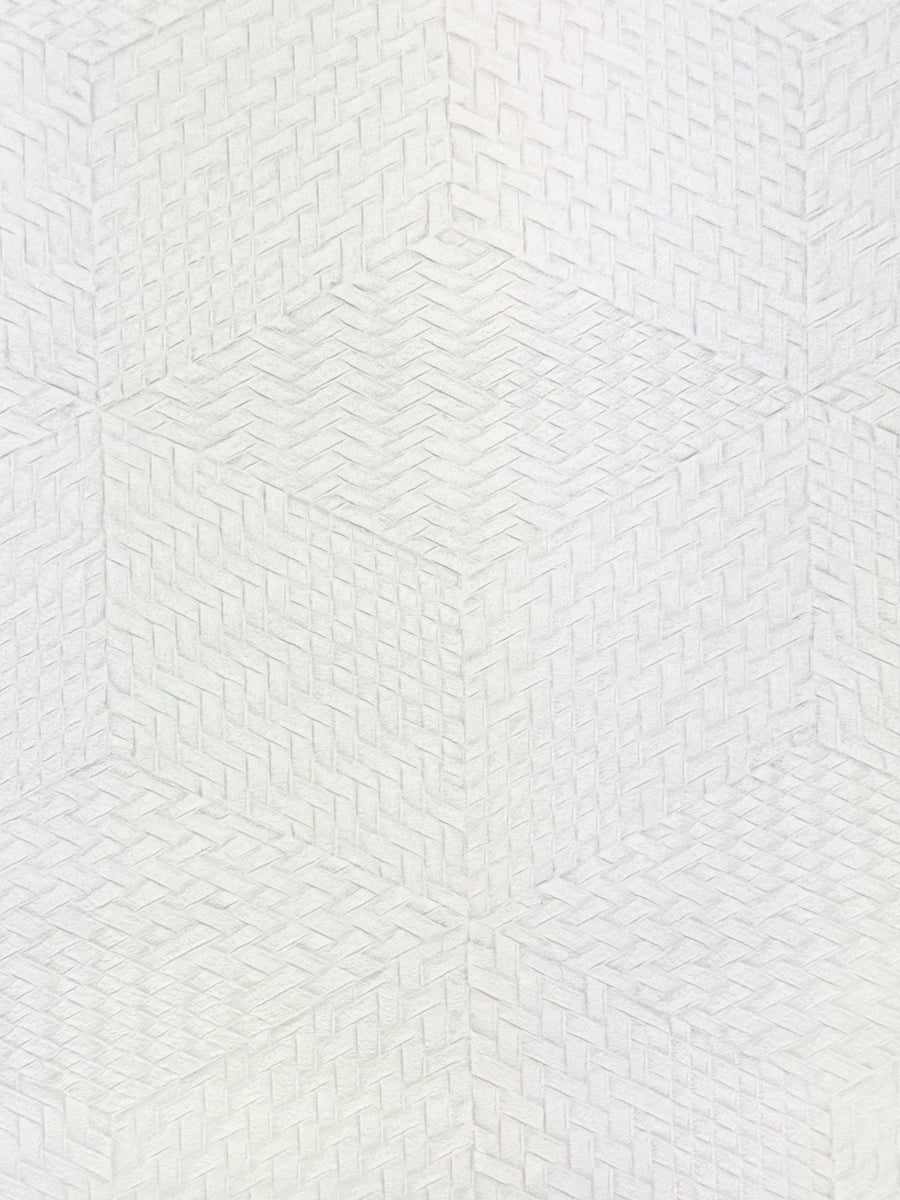 TP422951-Decor Warehouse-Thread Stitch Geo Cube White Wallpaper-Decor Warehouse