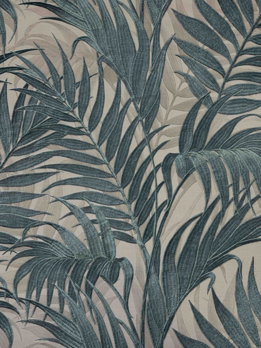 GR322108-Decor Warehouse-Tropical Palm Leaf Taupe & Blue Wallpaper-Decor Warehouse