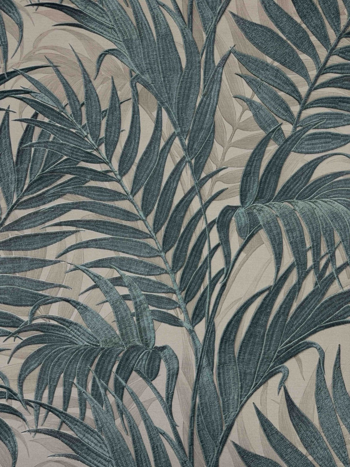 GR322108-Decor Warehouse-Tropical Palm Leaf Taupe & Blue Wallpaper-Decor Warehouse
