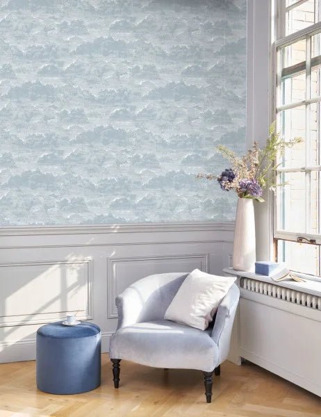 - Voyage Onirique - Songe Bleu Orage Cloud Wallpaper - ONIR87276042 - Decor Warehouse